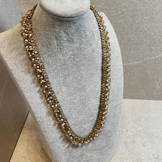 CLEARANCE Champagne/Golden Long Mala/ Haar/ Long Necklace/ Unique Style/ Indian/ Pakistani/Fashion Jewellery/ Gift for Women