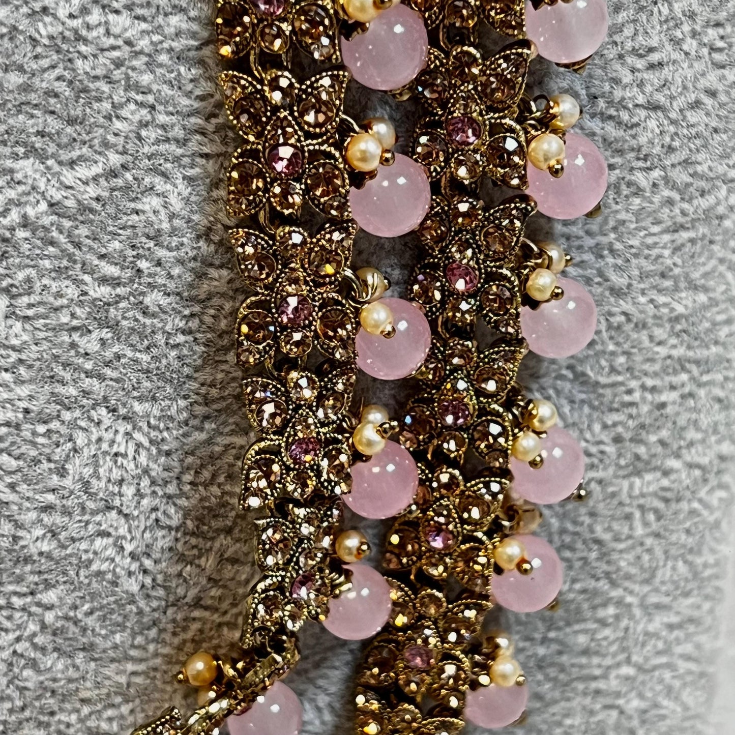 CLEARANCE Pink with Champagne/Golden stone Long Mala/ Haar/ Long Necklace/ Unique Style/ Indian/ Pakistani/Fashion Jewellery/ Gift for Women