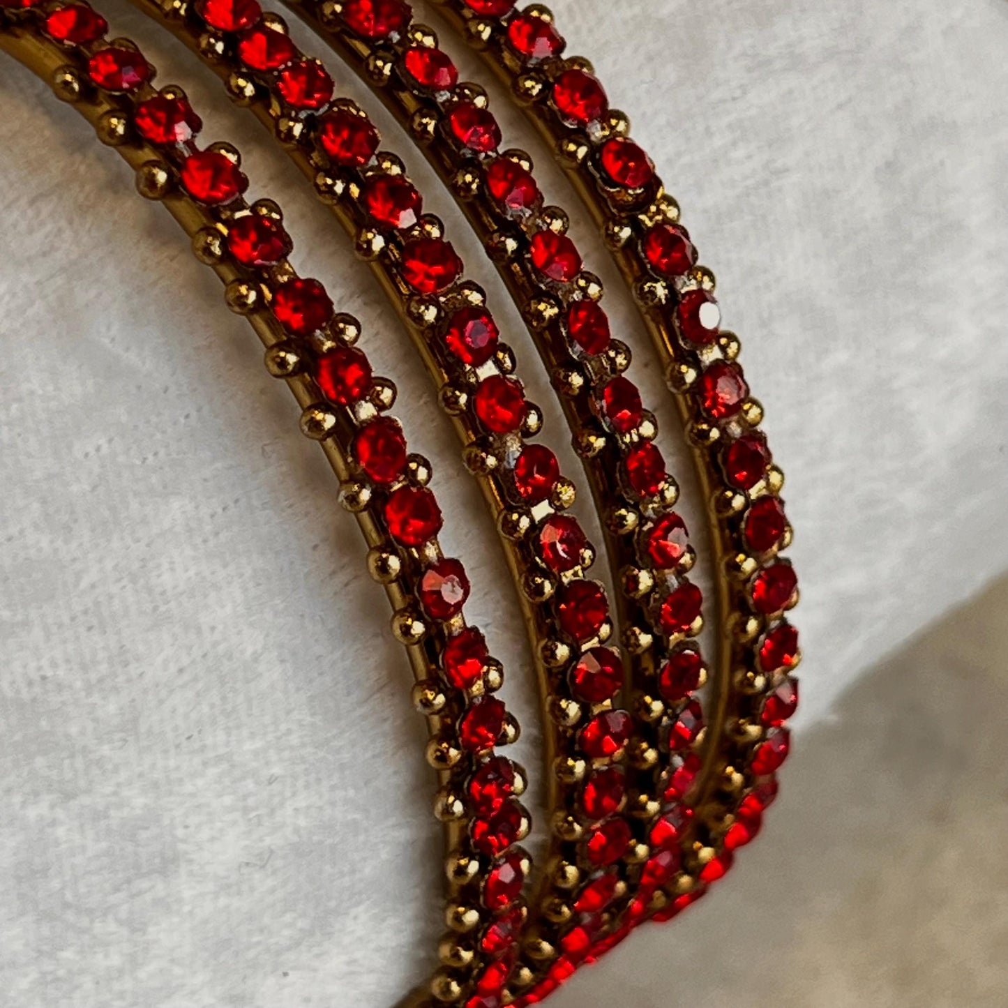 Red Antique Gold Rhinestone Set Of 4 Bangles High Quality Indian Pakistani Style Bollywood Fashion Jewellery Churi Bracelet All Sizes
