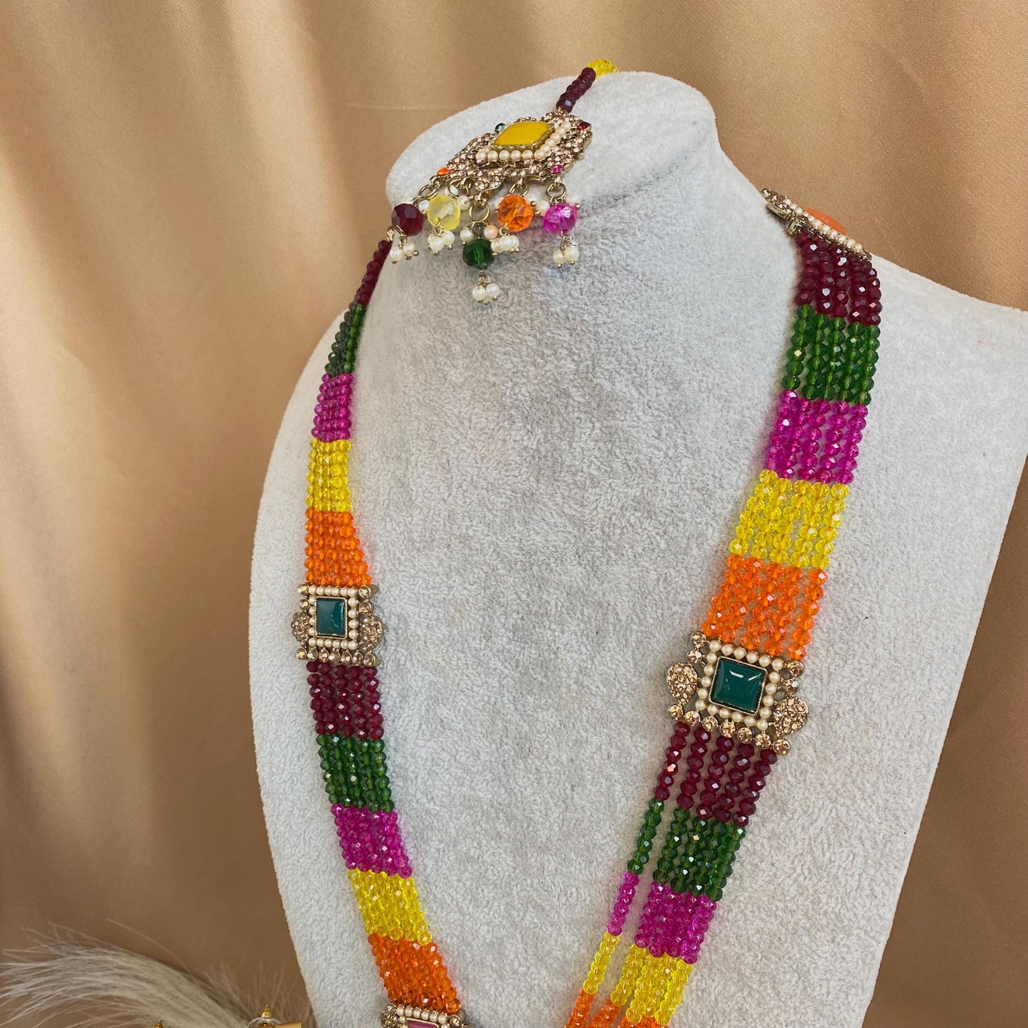 Pearl Necklace Set  - Multicolour Earring/ Tikka/ Tikli/ Indian/ Pakistani/Fashion Jewellery/ Gift for Women/Mendhi/Haldi