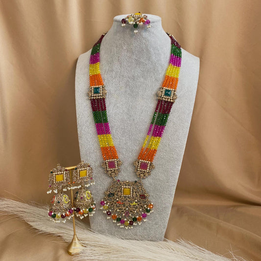 Pearl Necklace Set  - Multicolour Earring/ Tikka/ Tikli/ Indian/ Pakistani/Fashion Jewellery/ Gift for Women/Mendhi/Haldi