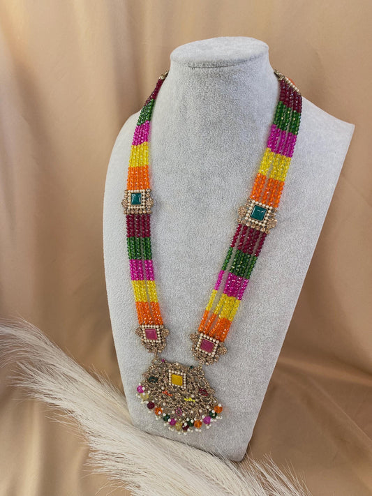 Multicolour Indian Long Necklace/Indian Jewellery/ Pakistani Mehendi Jewellery/Long Necklace/ Gift for Women/Mendhi/Haldi/Mehendi Jewellery