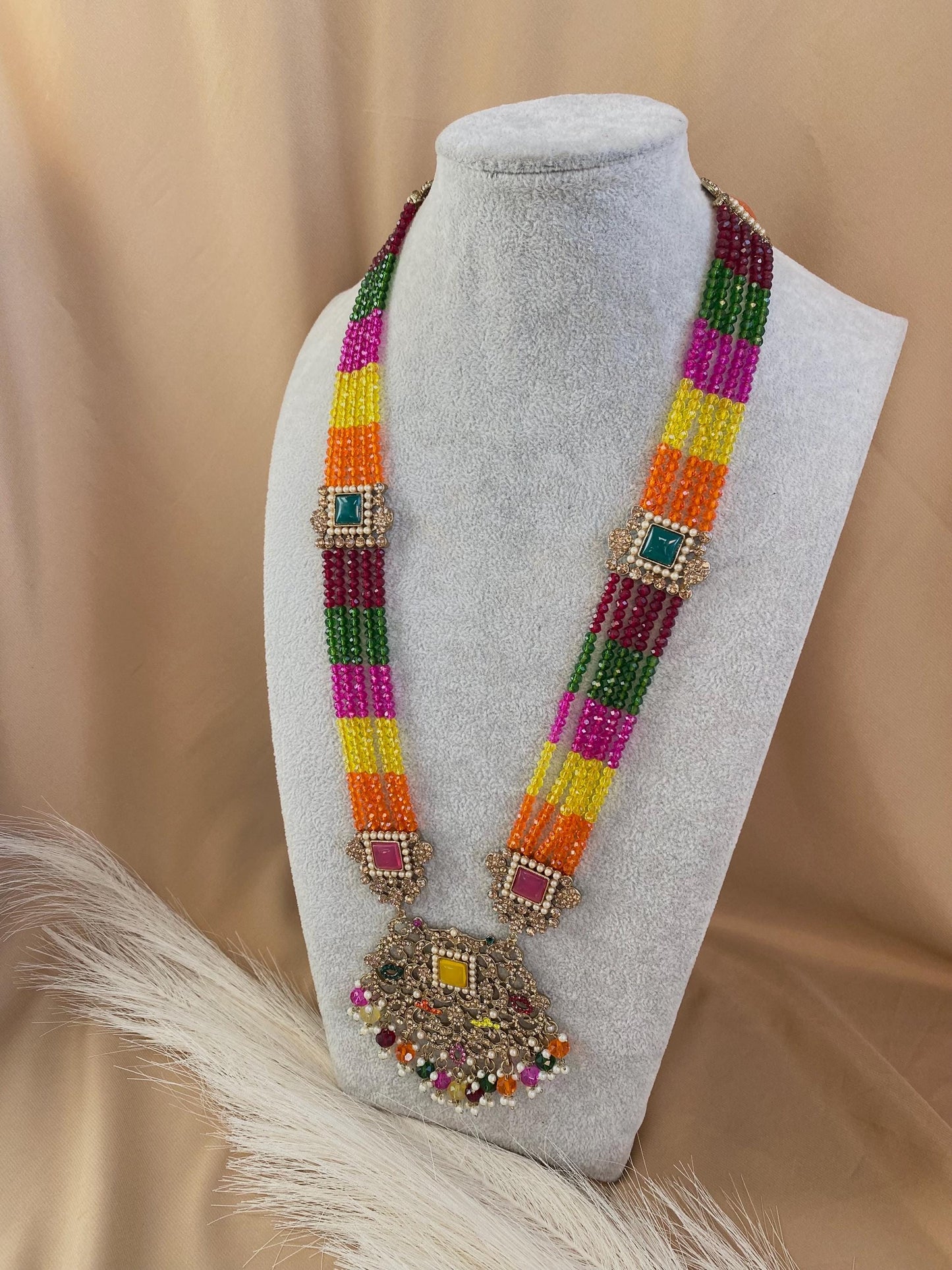 Multicolour Indian Long Necklace/Indian Jewellery/ Pakistani Mehendi Jewellery/Long Necklace/ Gift for Women/Mendhi/Haldi/Mehendi Jewellery