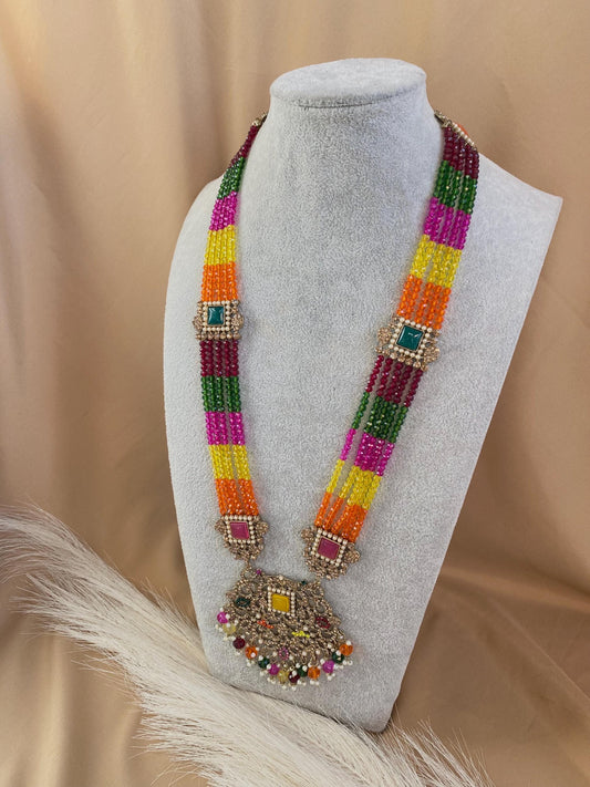 Multicolour Indian Long Necklace/Indian Jewellery/ Pakistani Mehendi Jewellery/Long Necklace/ Gift for Women/Mendhi/Haldi/Mehendi Jewellery