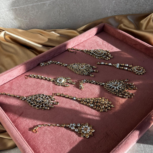 Extra Large Fancy Golden Rhinestone Indian Tikka High Quality Bollywood Indian Pakistani Fashion Jewellery Party Style