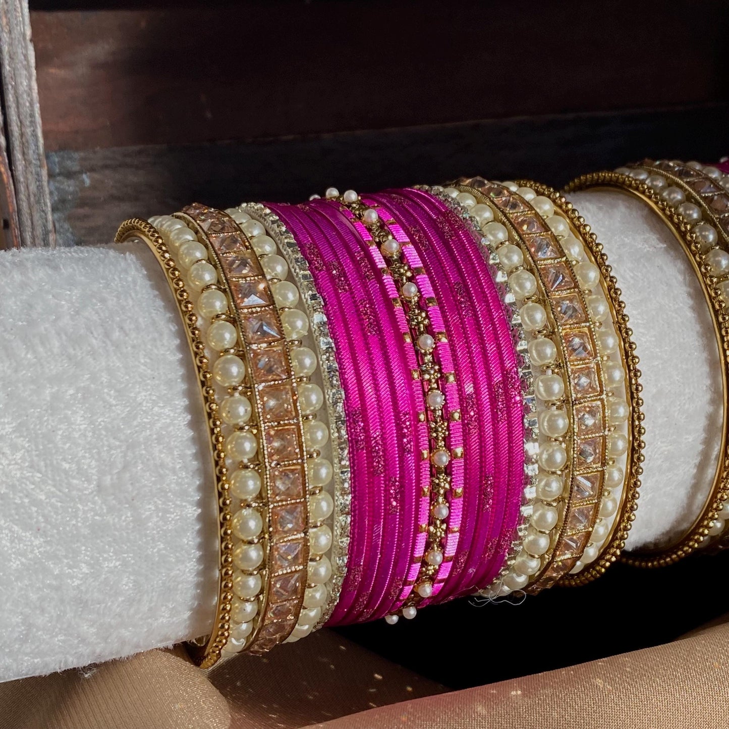 Hot Pink Bangle Set/Indian/Hot Pink Bangles/ Pearly Bangles/Pakistani/Jewellery/Valentines Collection