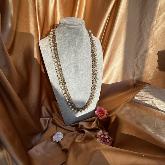 Champagne Zircon Pearl Mala/ Womens Mala/Long Necklace/Long Mala/ Haar/ Unique Style/ Indian/ Pakistani/Fashion Jewellery/ Bride