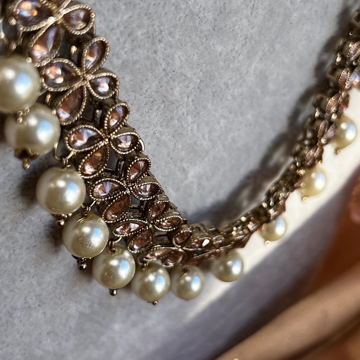 Champagne Zircon Pearl Mala/ Womens Mala/Long Necklace/Long Mala/ Haar/ Unique Style/ Indian/ Pakistani/Fashion Jewellery/ Bride