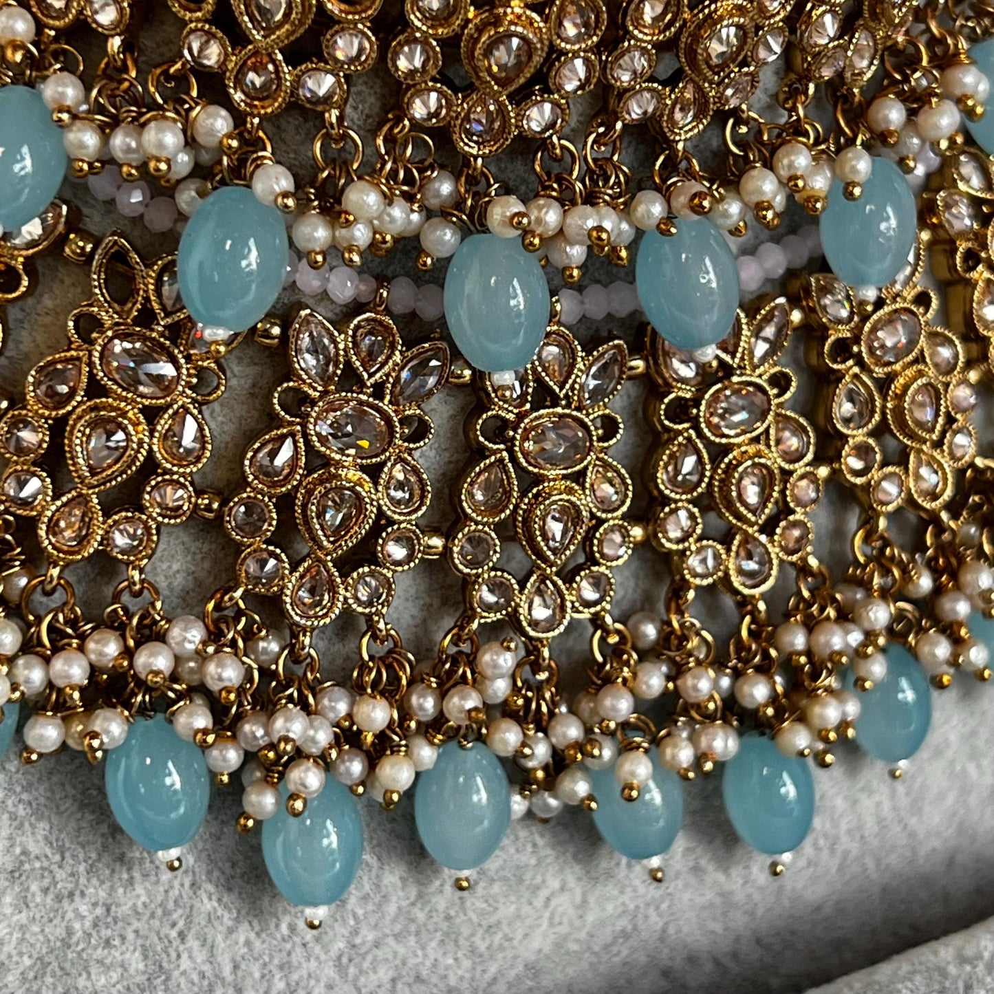 Pastel Choker Necklace Only ,Antique gold with Champagne Crystals- Indian/ Pakistani Style/Bridal/Wedding/ Single Pieces