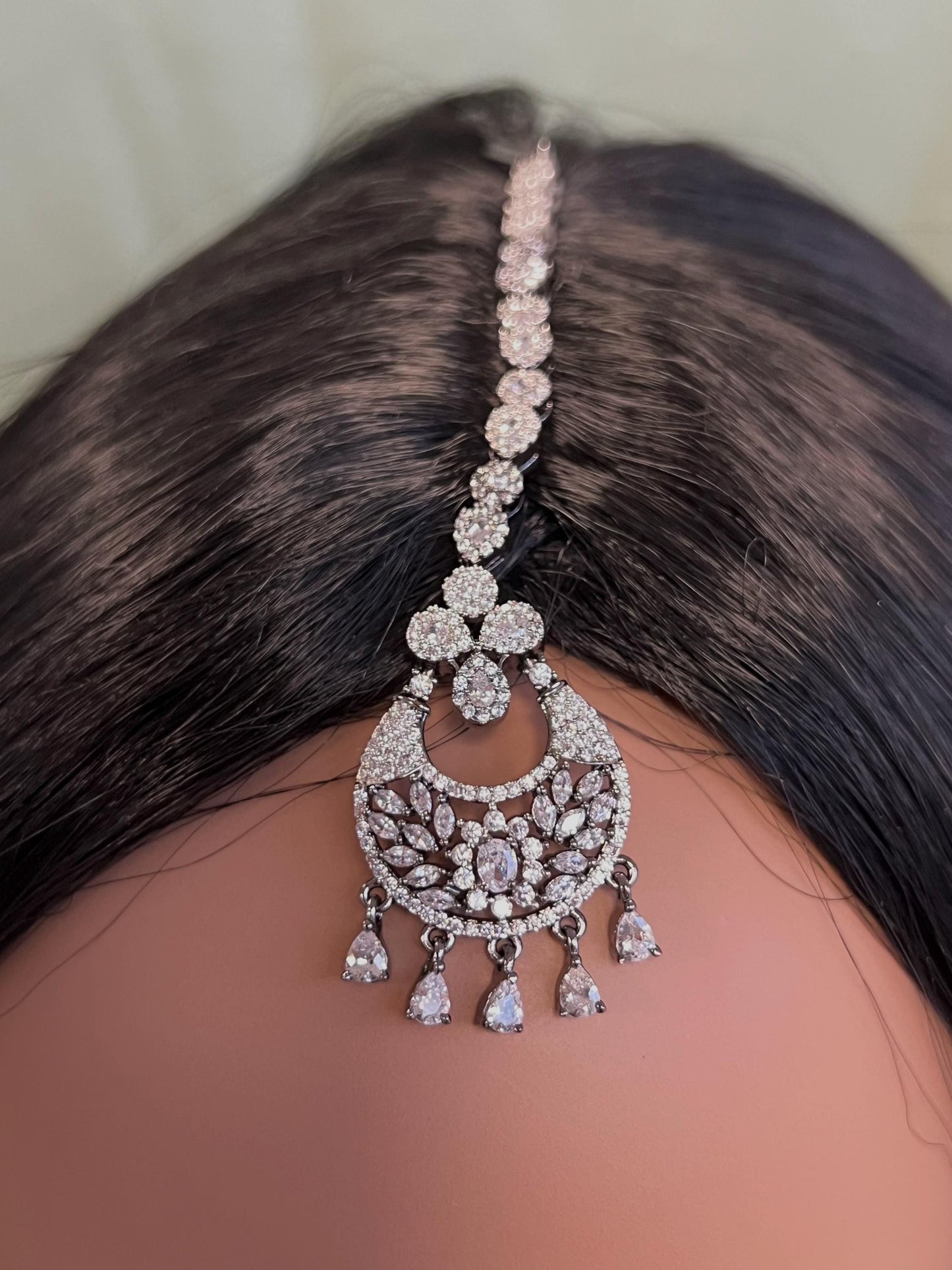 Dark Silver Diamante  Medium Jhumka Earrings/ Fashion Jewellery/ Gift for Women/Indian/Pakistani style