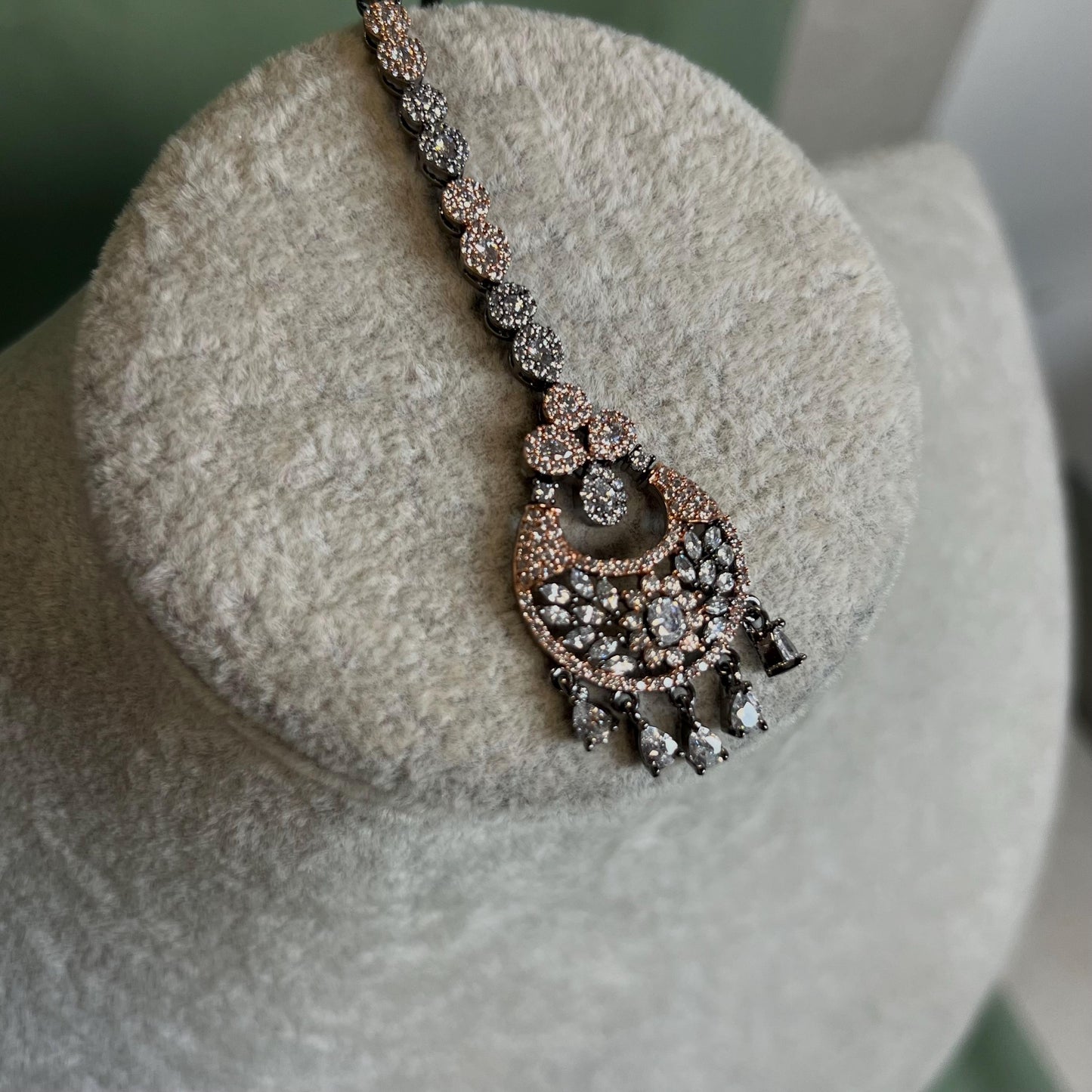 Dark Silver & Rose Gold Diamante Medium Jhumka Earrings/ Fashion Jewellery/ Gift for Women/Indian/Pakistani style