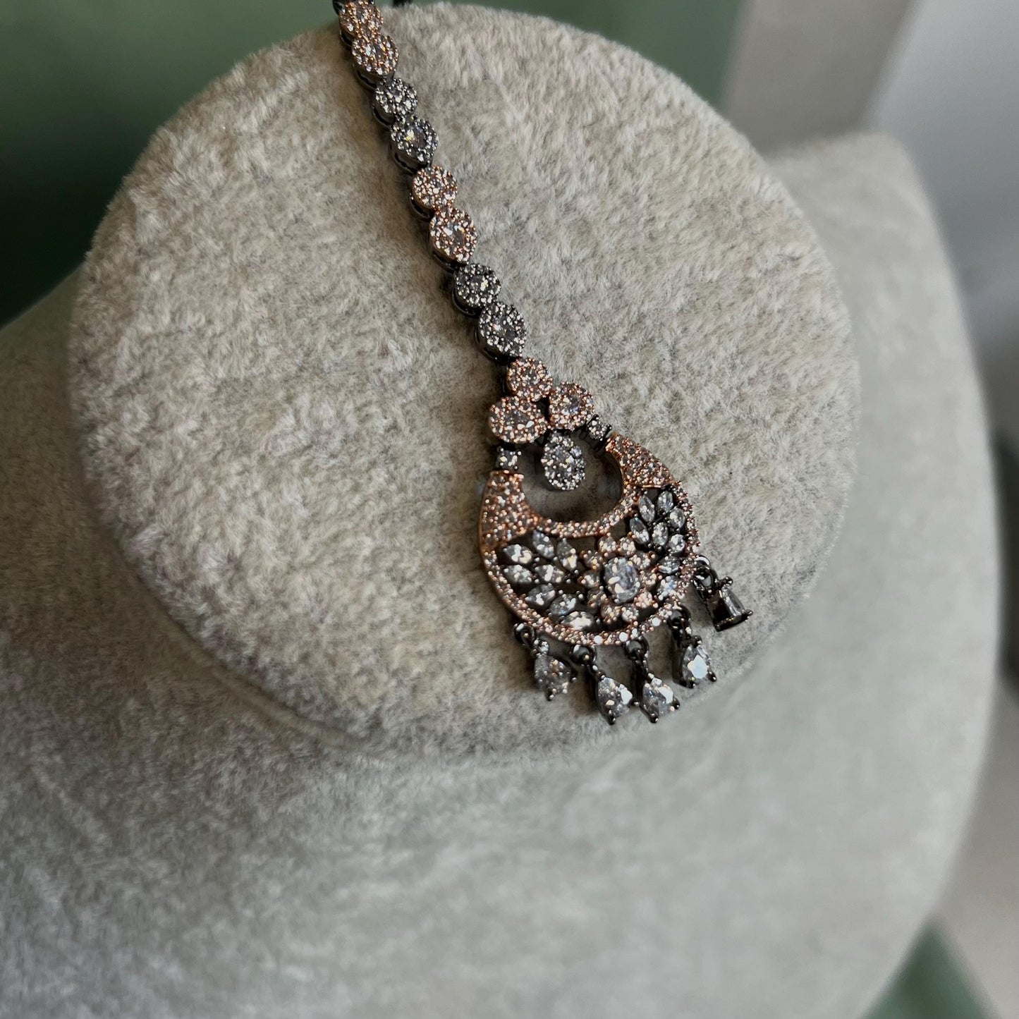 Dark Silver & Rose Gold Diamante Medium Jhumka Earrings/ Fashion Jewellery/ Gift for Women/Indian/Pakistani style