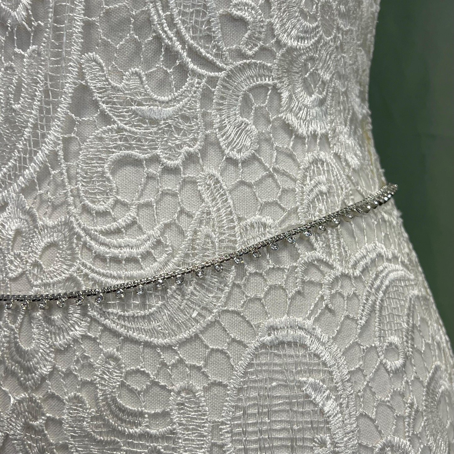 Silver with Zircon Crystal/ Silver Belt/ Waist Chain/ Belt/ Sari Belt/ Belt for Asian Clothes/ Wedding Accessories/ One Size Fits All/ Gift