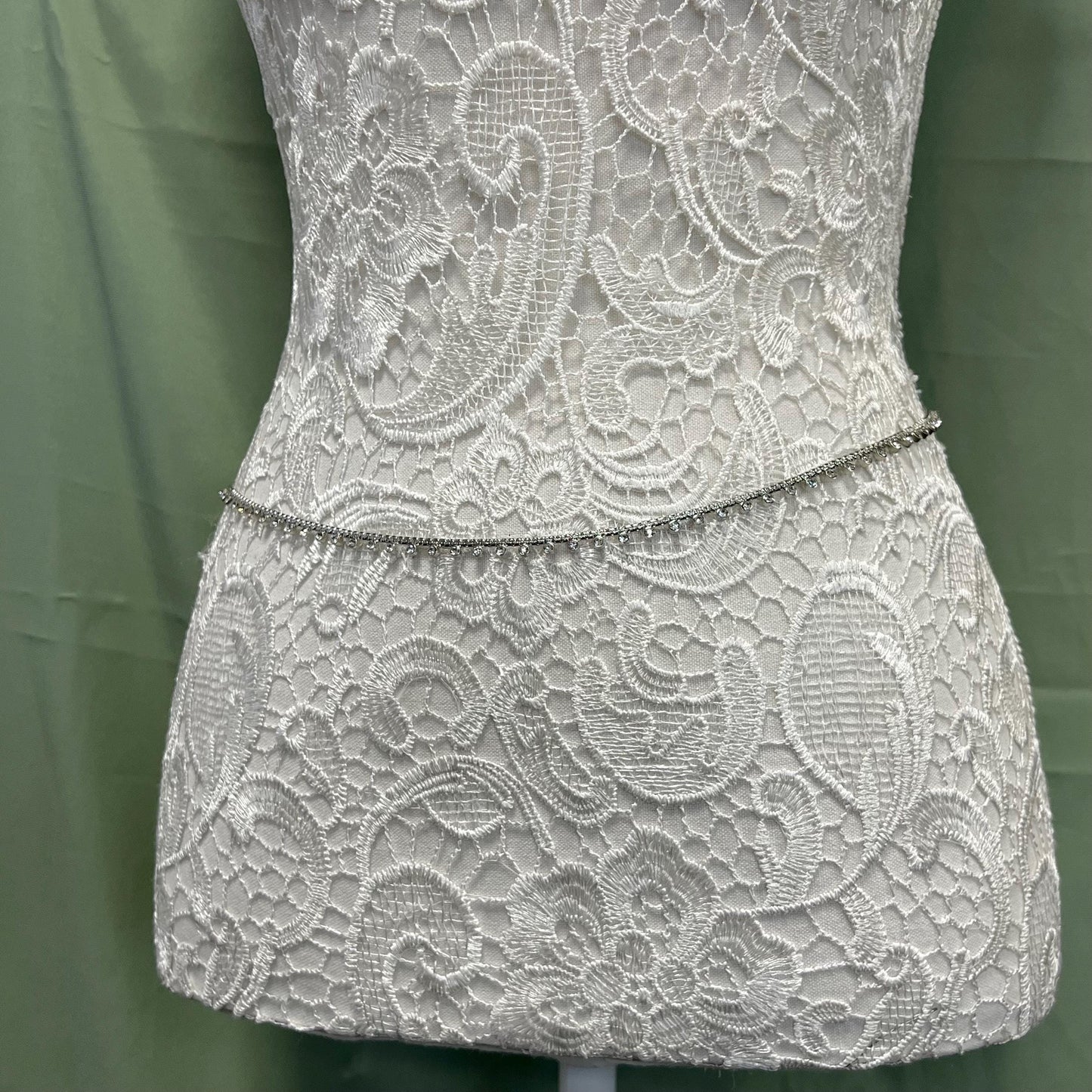 Silver with Zircon Crystal/ Silver Belt/ Waist Chain/ Belt/ Sari Belt/ Belt for Asian Clothes/ Wedding Accessories/ One Size Fits All/ Gift