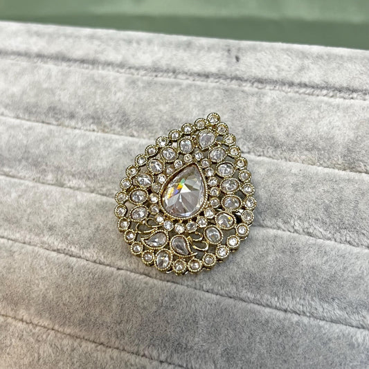 Antique Pear Shape Clear Ring/Fashion Jewellery/ Gift for Women/Indian/Pakistani style
