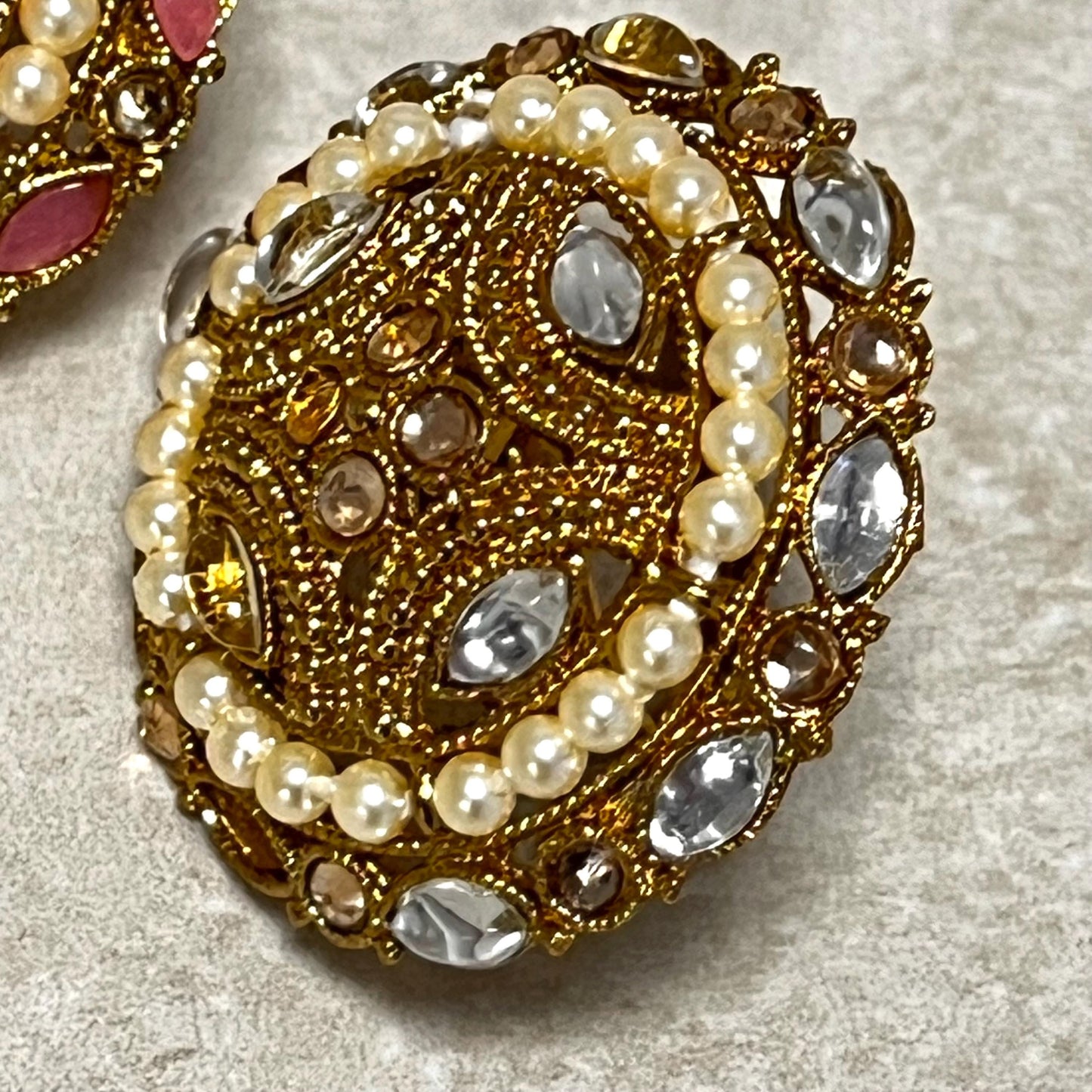 Medium Ring - White/ Fashion Jewellery/ Gift for Women/Indian/Pakistani style/ Slightly Imperfect/ Clearance