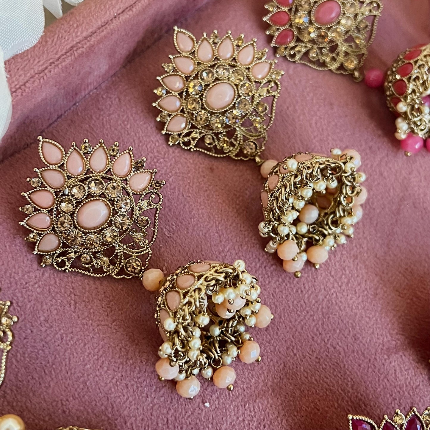 Antique Gold Large Jhumka Earring Rhinestone High Quality Indian Pakistani Bolly Fashion Jewellery Gift for Her Eid Wedding Party SALE