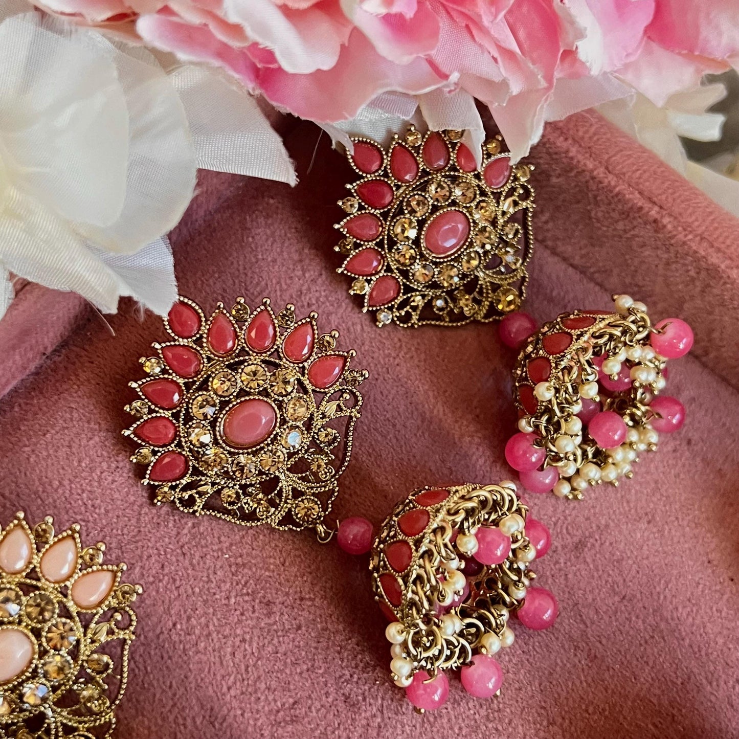 Antique Gold Large Jhumka Earring Rhinestone High Quality Indian Pakistani Bolly Fashion Jewellery Gift for Her Eid Wedding Party SALE