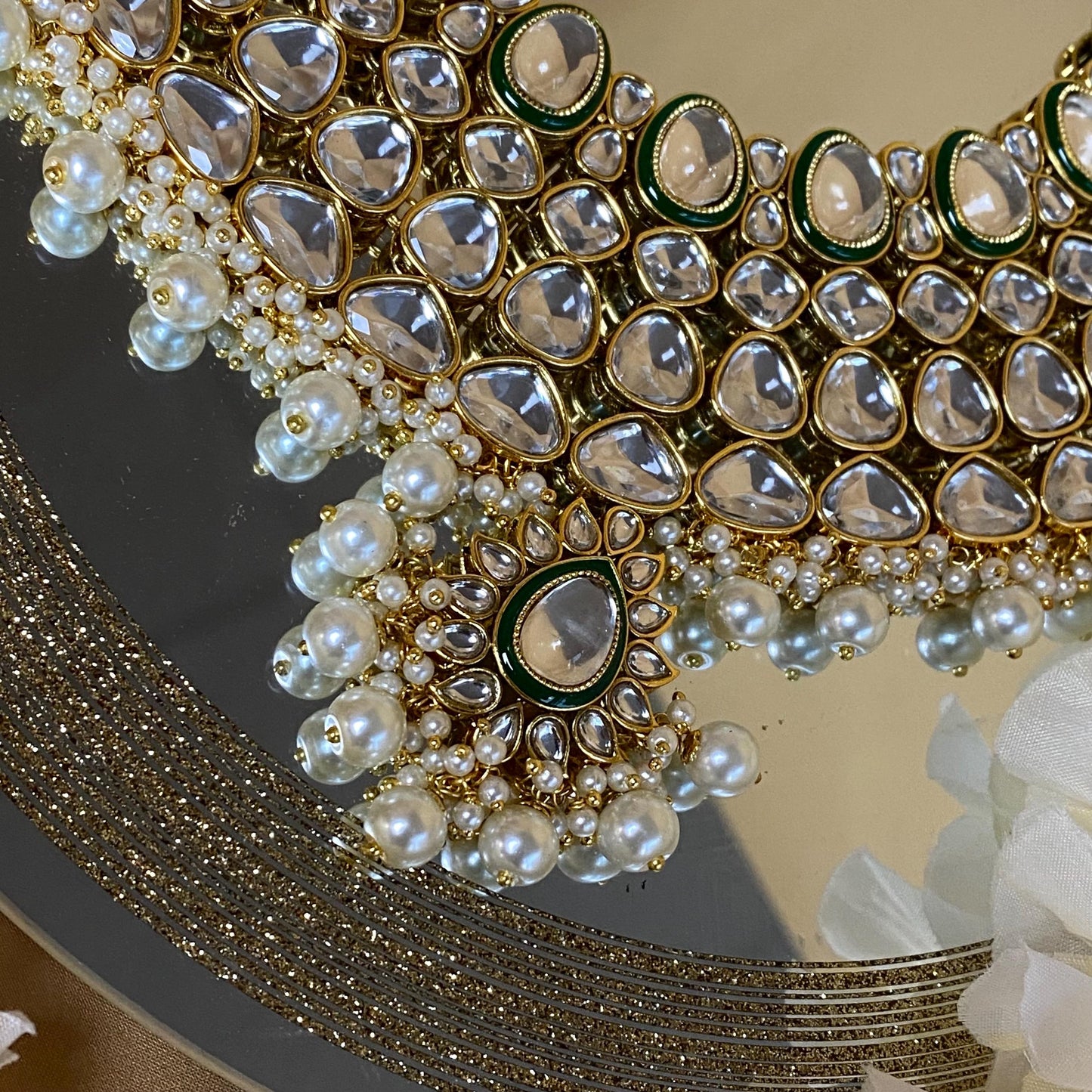 Faux Kundan Choker Set Earring/ Tikka/ Tikli/ Indian/ Pakistani/Fashion Jewellery/ Gift for Women