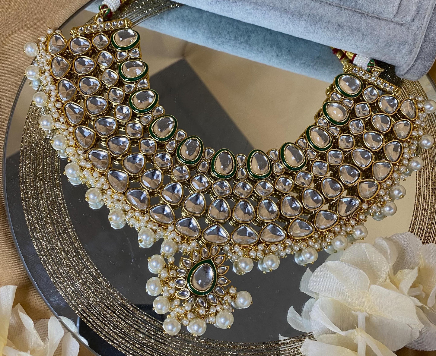 Faux Kundan Choker Set Earring/ Tikka/ Tikli/ Indian/ Pakistani/Fashion Jewellery/ Gift for Women