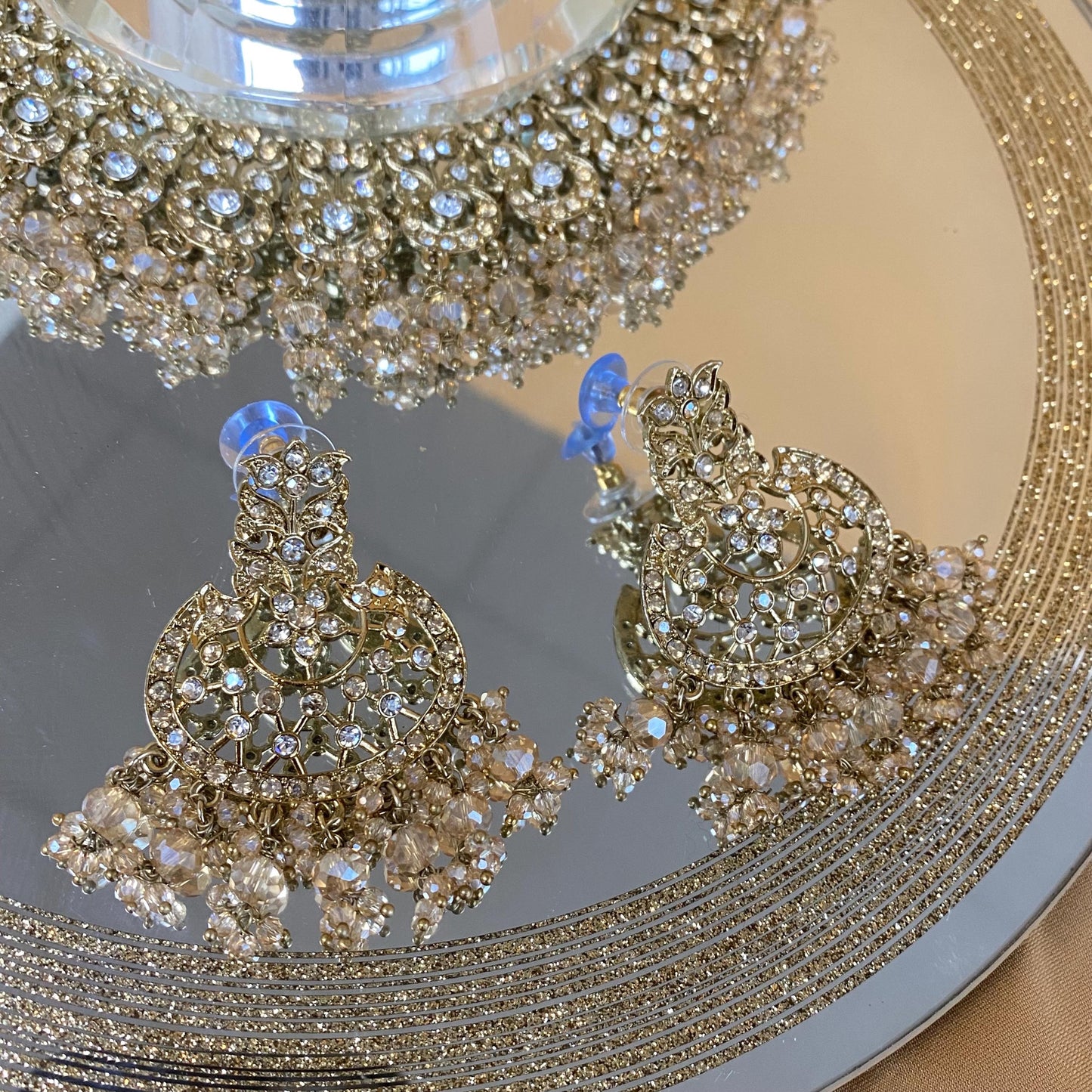 Champagne & Clear Necklace Set/ Indian/ Pakistani Style/ Wedding/ Fashion Jewellery/ Necklace set