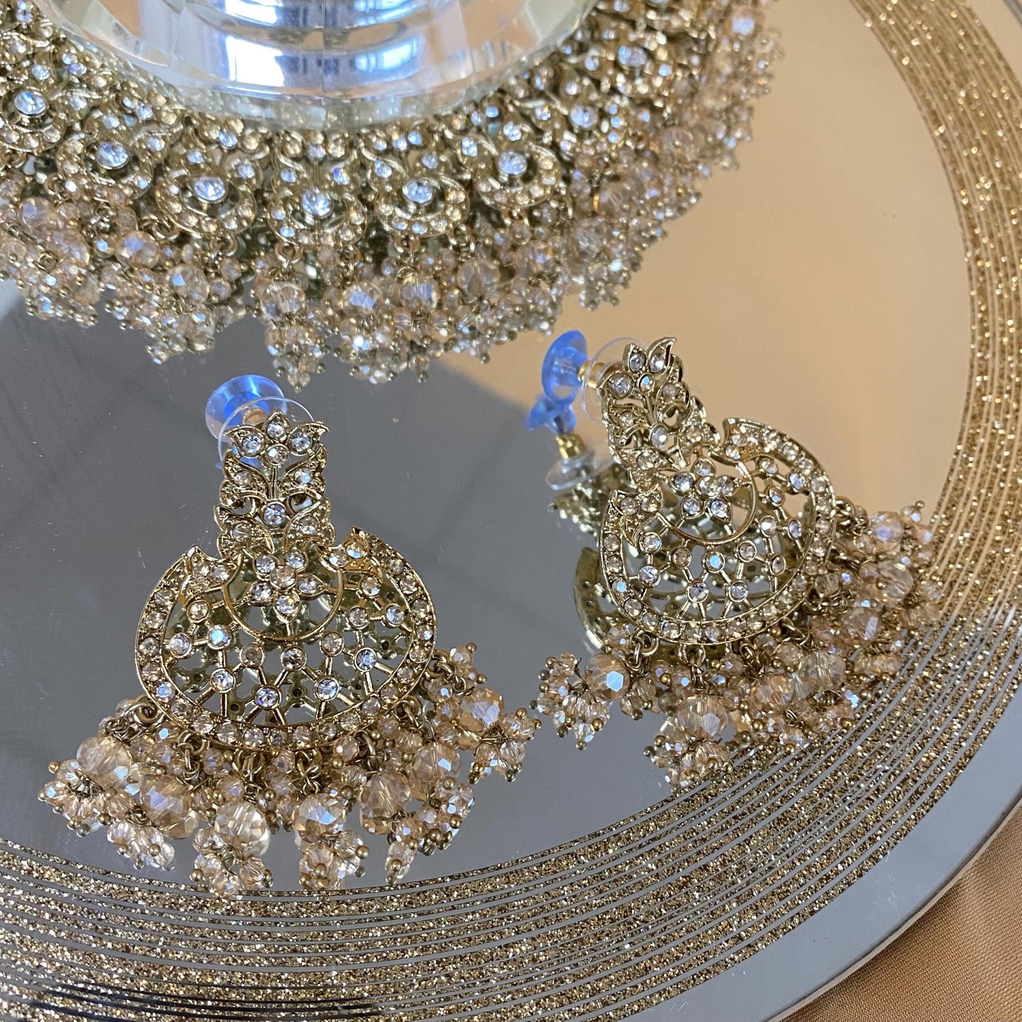 Champagne & Clear Necklace Set/ Indian/ Pakistani Style/ Wedding/ Fashion Jewellery/ Necklace set