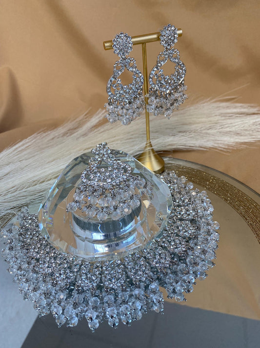 Silver Indian Necklace Set/ Silver Jewellery/ Unique Style/ Indian/ Pakistani/Fashion Jewellery/ Gift for Women