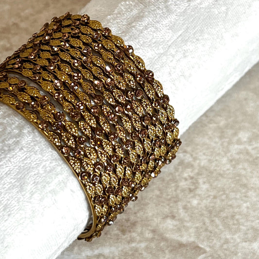 Set of 12 Antique Gold/ Clear Golden Rhinestore pearl detail Bangle/2.6/2.4 Small Bangle Set/Indian/ Pakistani/Jewelley/ Choose colour Style