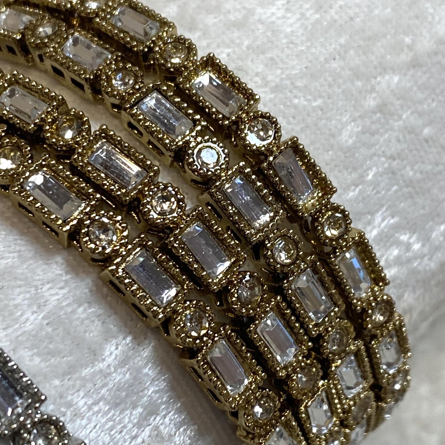 Set of 4 Antique Gold or Silver Rhinestone Mirror Design Handmade Bangle in 2.4/Indian Pakistani Jewellery Fashion Bangles