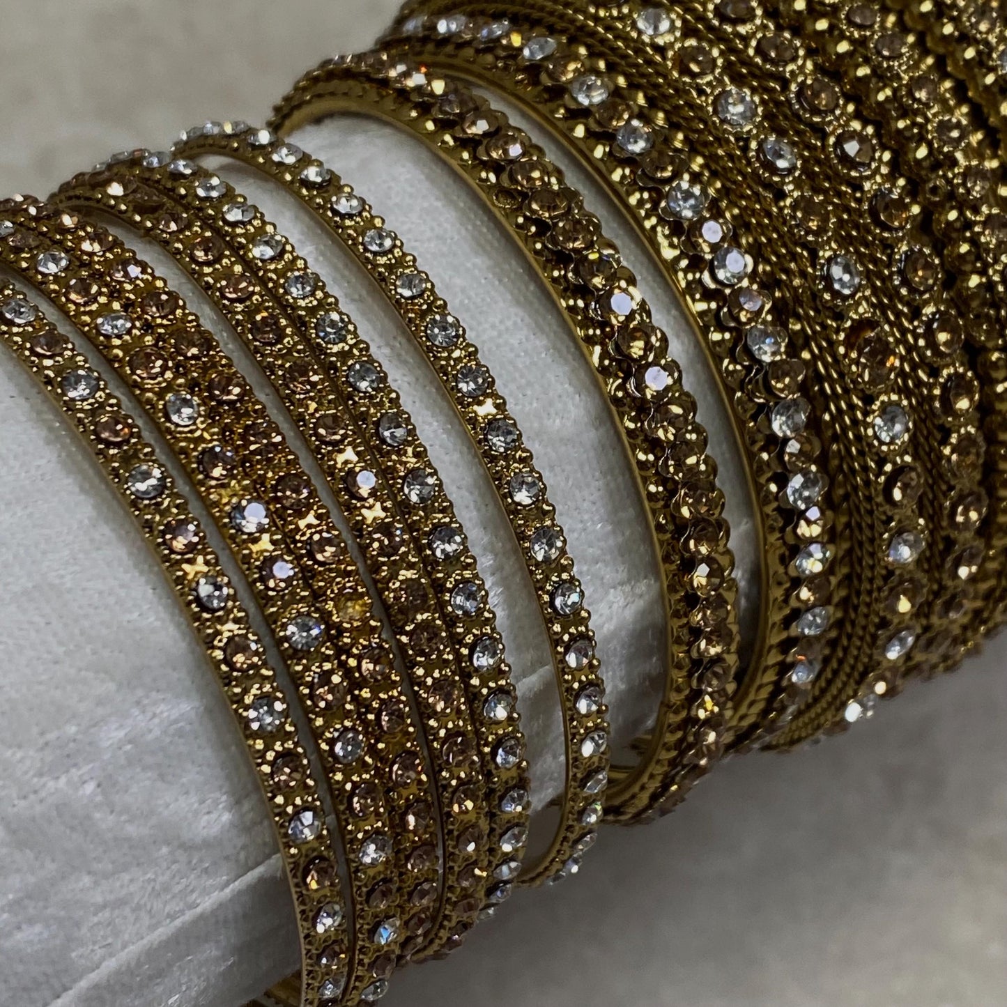 Assortment of Statement Bangle - Antique Gold Base Golden Rhinestones/ Zircon Crystal Indian/ Pakistani/Jewelley/ Fashion Bracelet/2.8 only