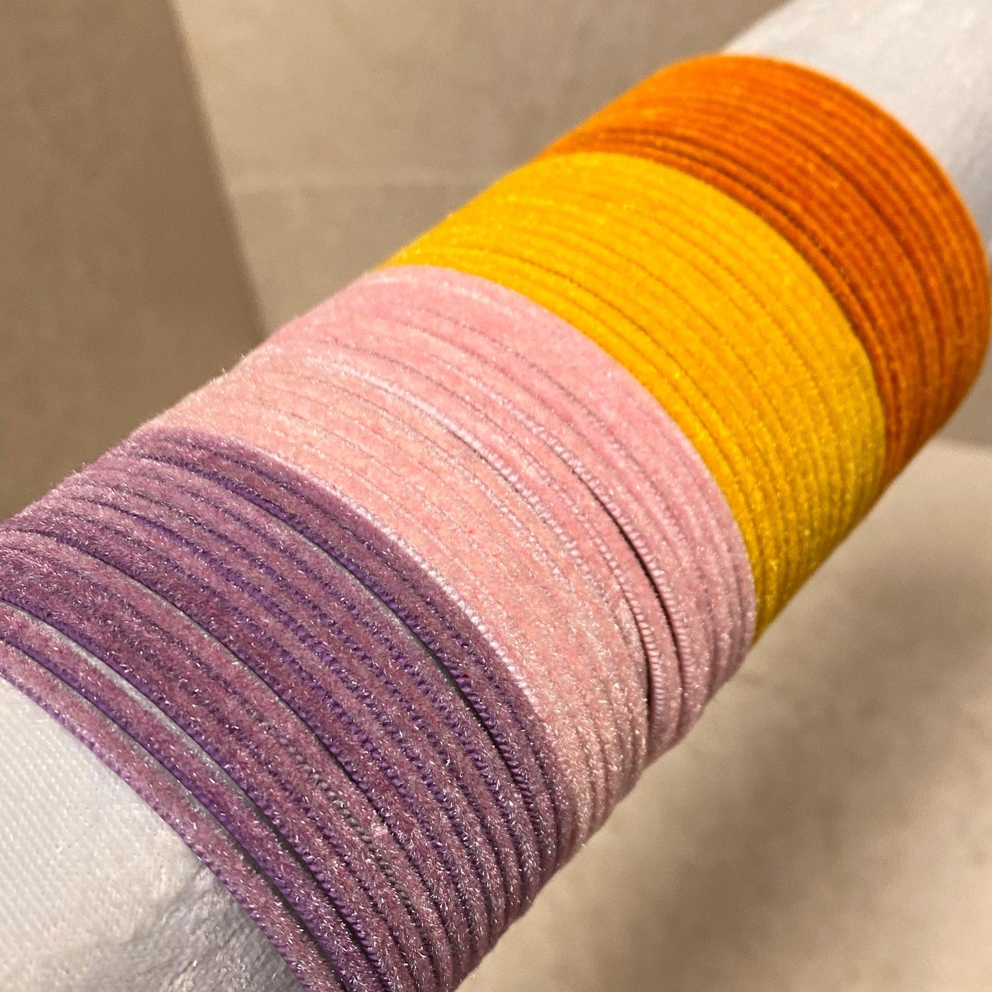 Set of 12 Velvet detail Bangle/2.8 Small Bangle Set/Indian/ Pakistani/Jewelley/ Choose colour/ Pink /Lilac/ Orange/ Yellow