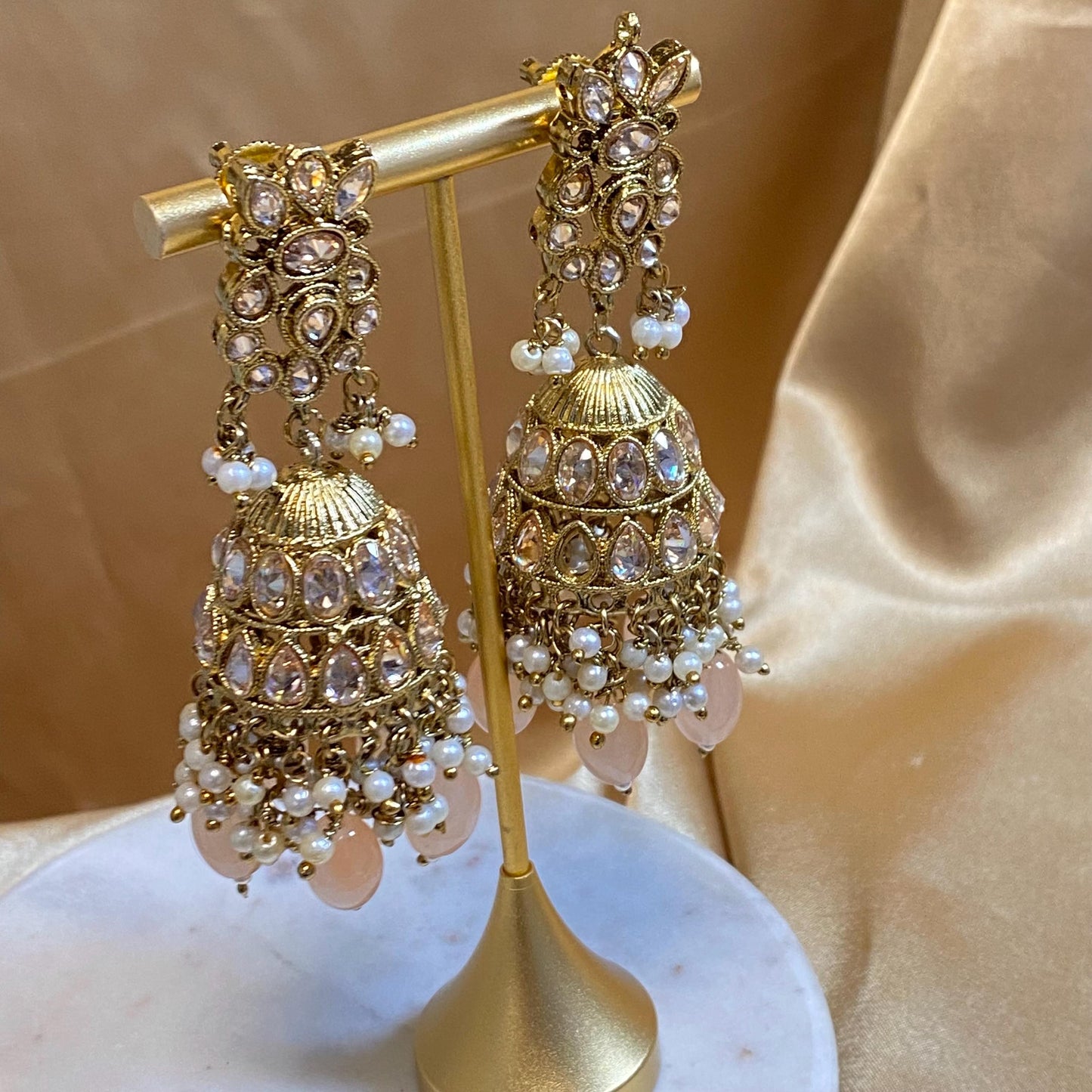 Peach Choker set Jhumka Earring/Small Tikka/ Tikli/ Indian/ Pakistani/Fashion Jewellery/ Gift for Women/ Pastel Jewellery