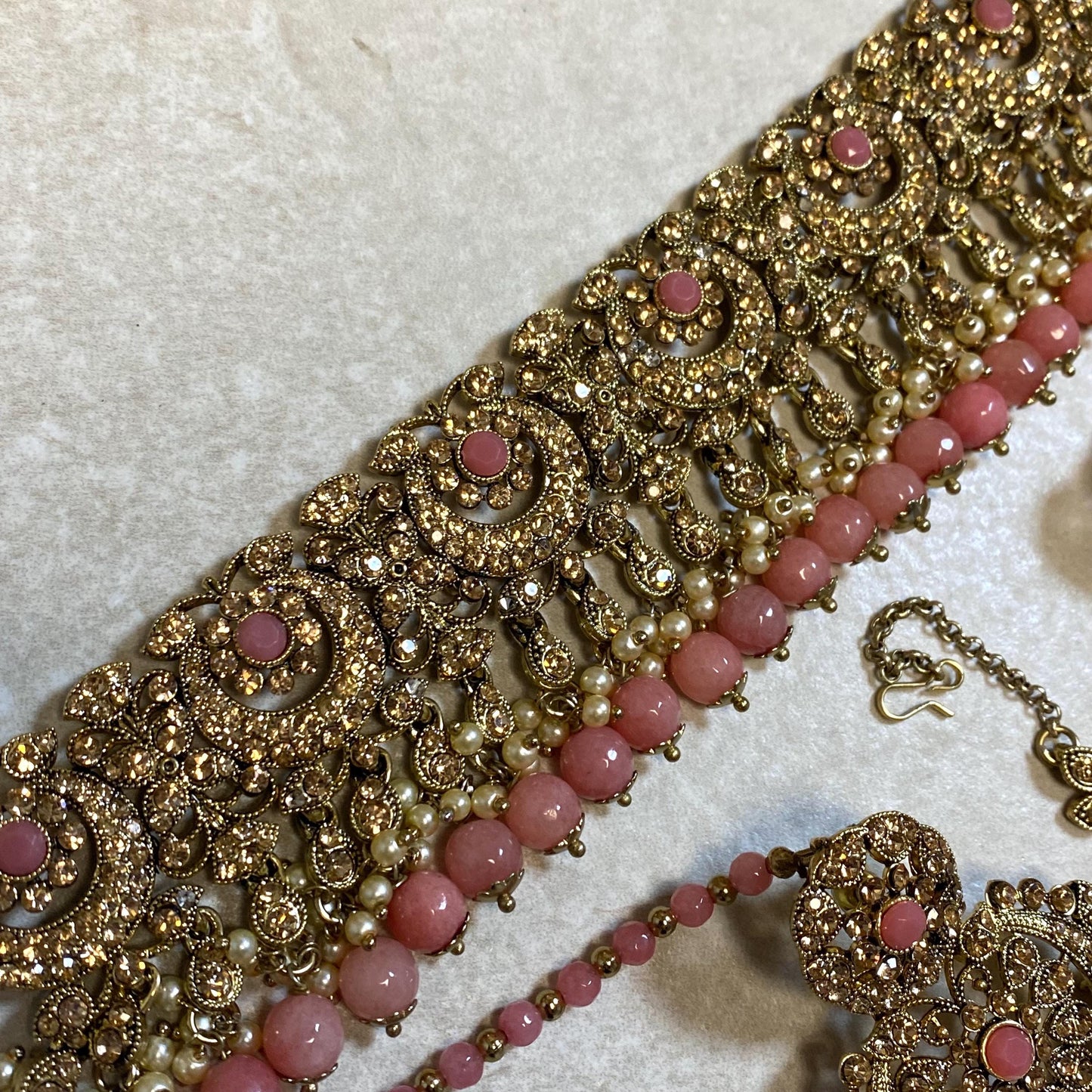 Pink Choker set Earring/ Tikka/ Tikli/ Indian/ Pakistani/Fashion Jewellery/ Gift for Women