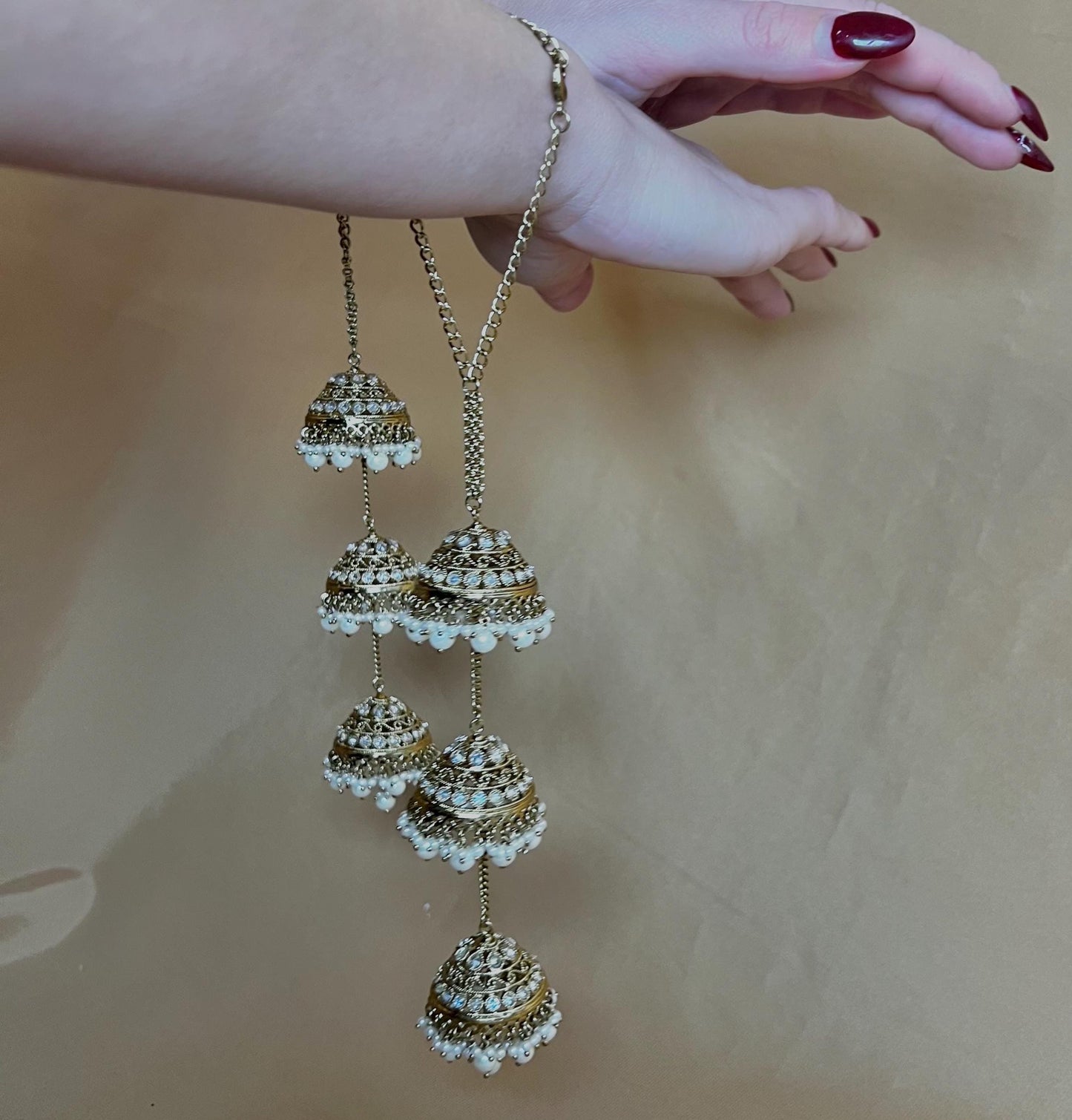 Slim Antique Clear Kaleereh - Clear Crystal - Pair/ Bridal Clear Kaleereh/ Bridal Bangles/Antique Gold