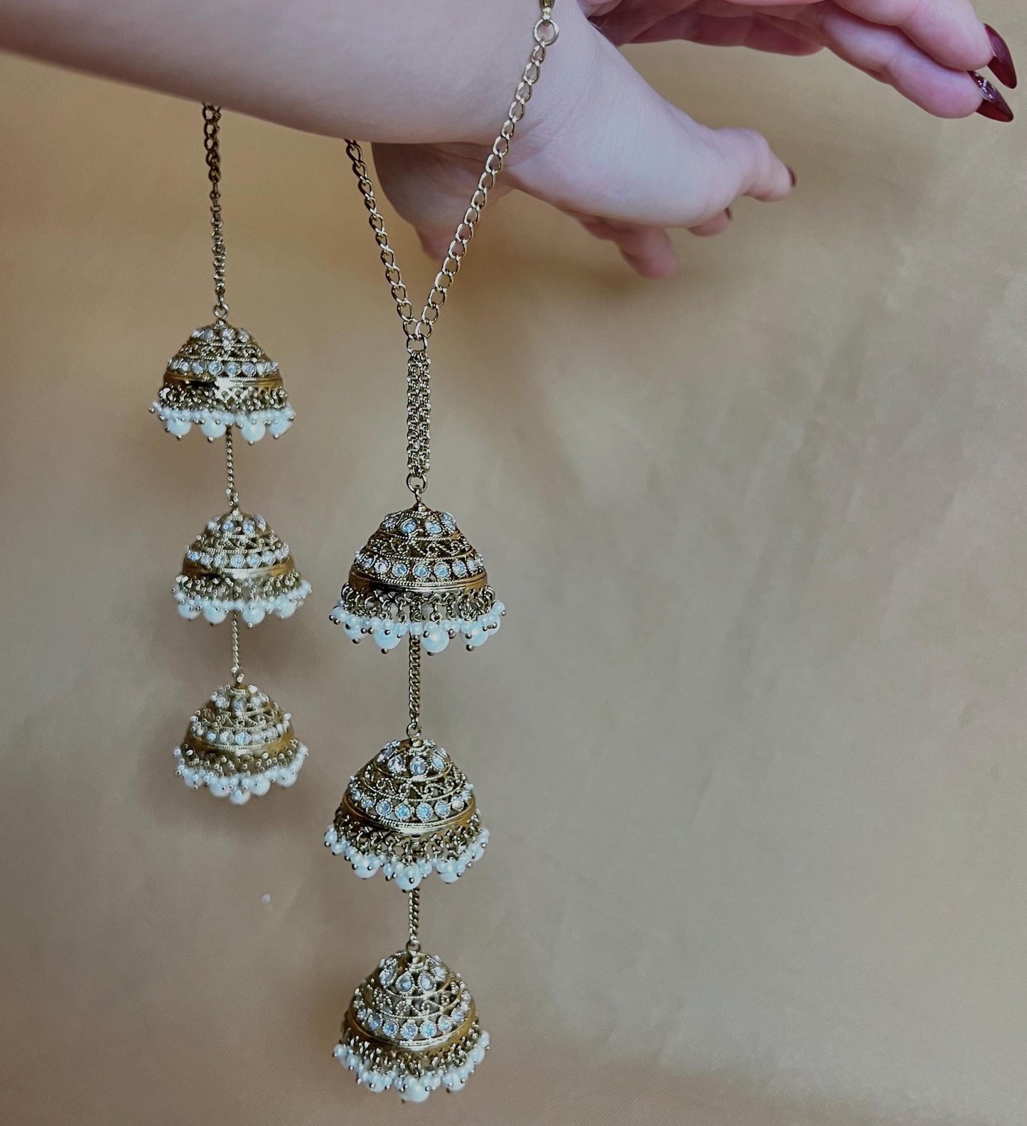 Slim Antique Clear Kaleereh - Clear Crystal - Pair/ Bridal Clear Kaleereh/ Bridal Bangles/Antique Gold