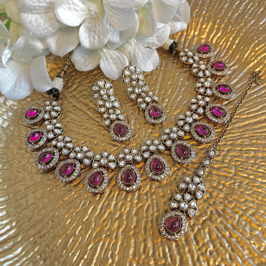 Purple Faux Kundan Choker Set/ Purple Indian Jewellery Set/Unique Style/Indian/ Pakistani/Fashion Jewellery/ Gift for Women