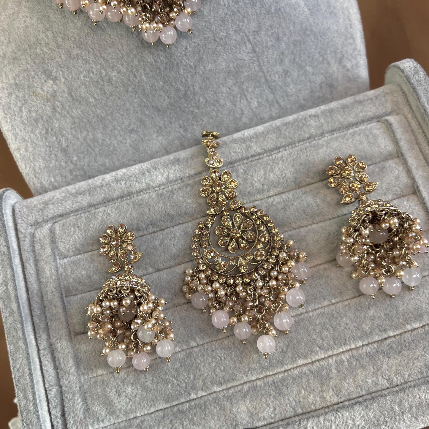 Pink & Golden Choker Set - Pink Earring/PinkTikka/Indian/ Pakistani/Fashion Jewellery/ Gift for Women