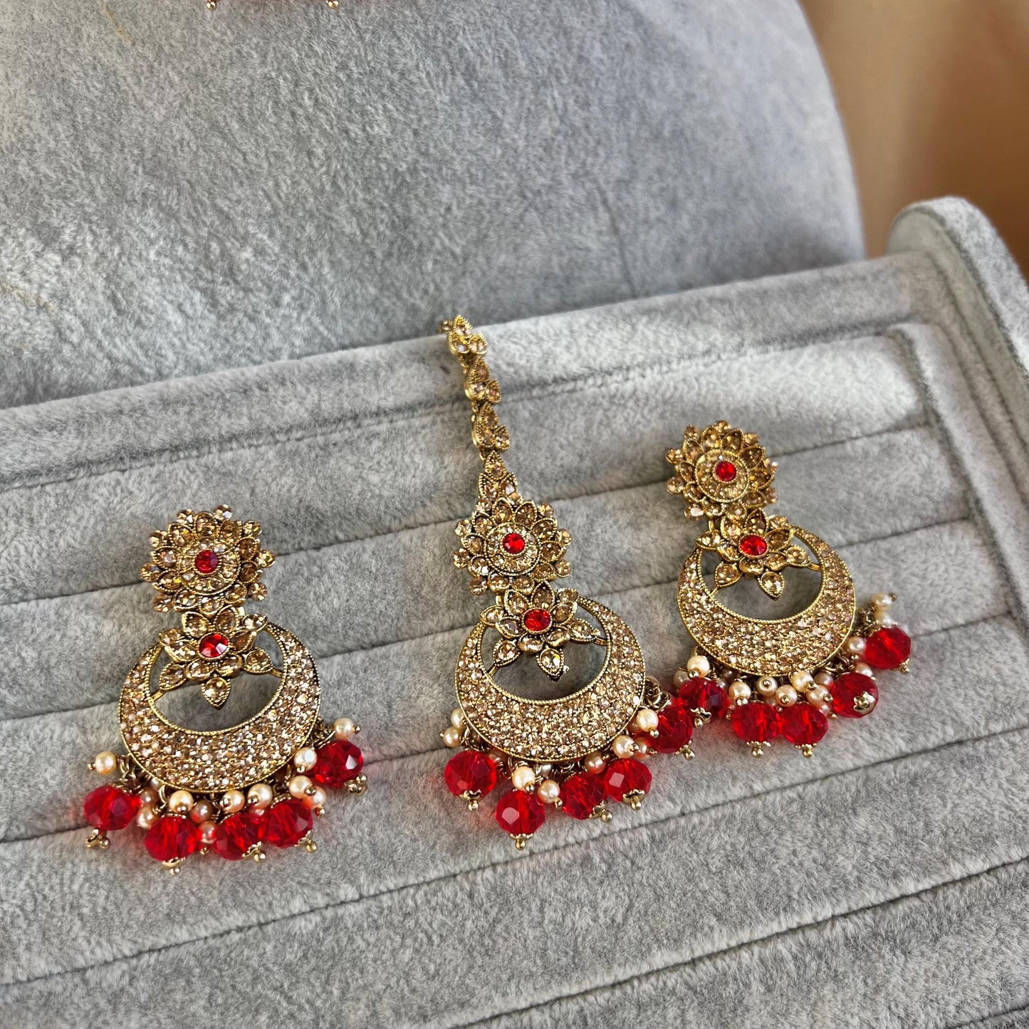 Red & Golden Choker Set/Red Indian Jewellery/ Red Chokers/Indian Jewellery/ Pakistani Jewellery/Fashion Jewellery/ Gift for Women