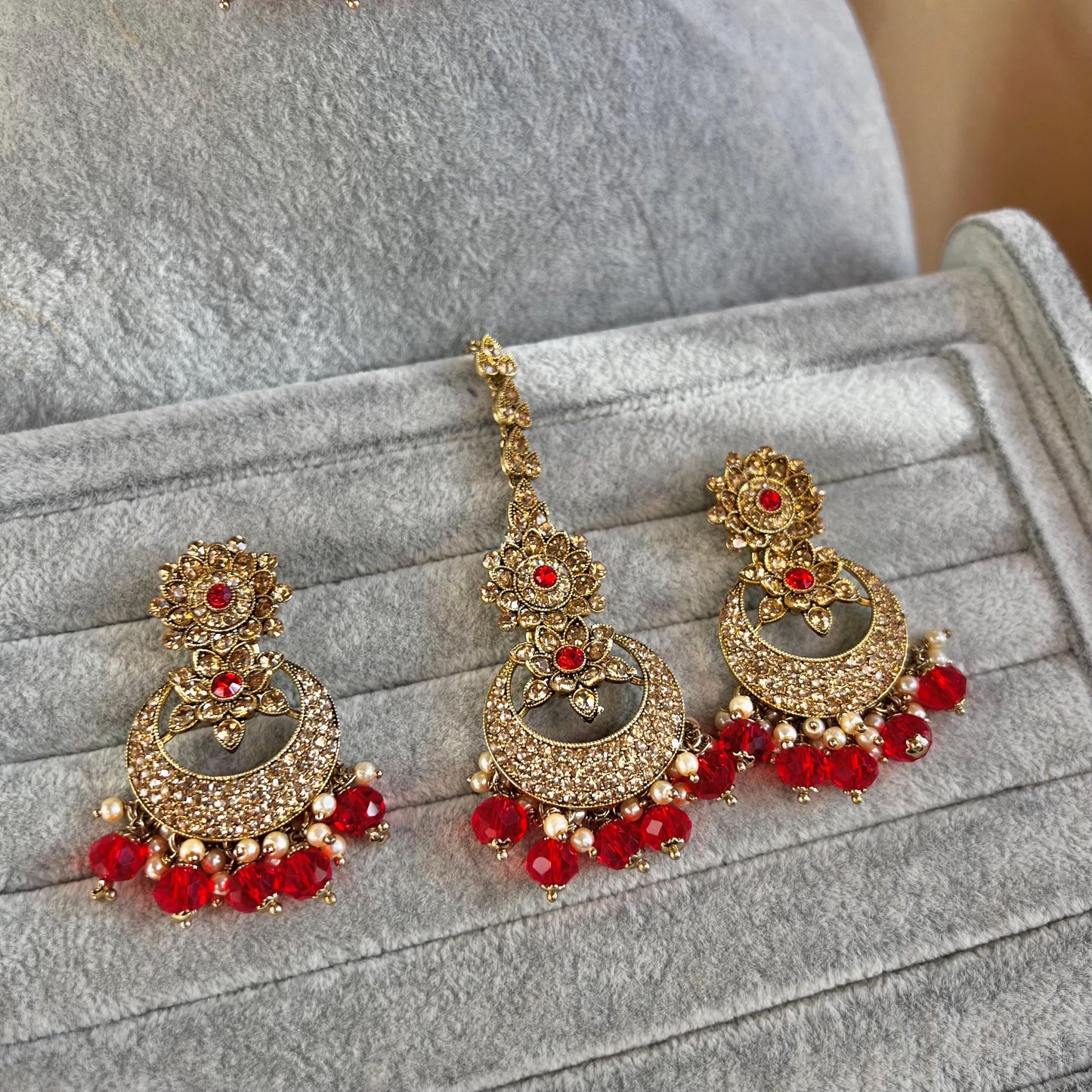 Red & Golden Choker Set/Red Indian Jewellery/ Red Chokers/Indian Jewellery/ Pakistani Jewellery/Fashion Jewellery/ Gift for Women