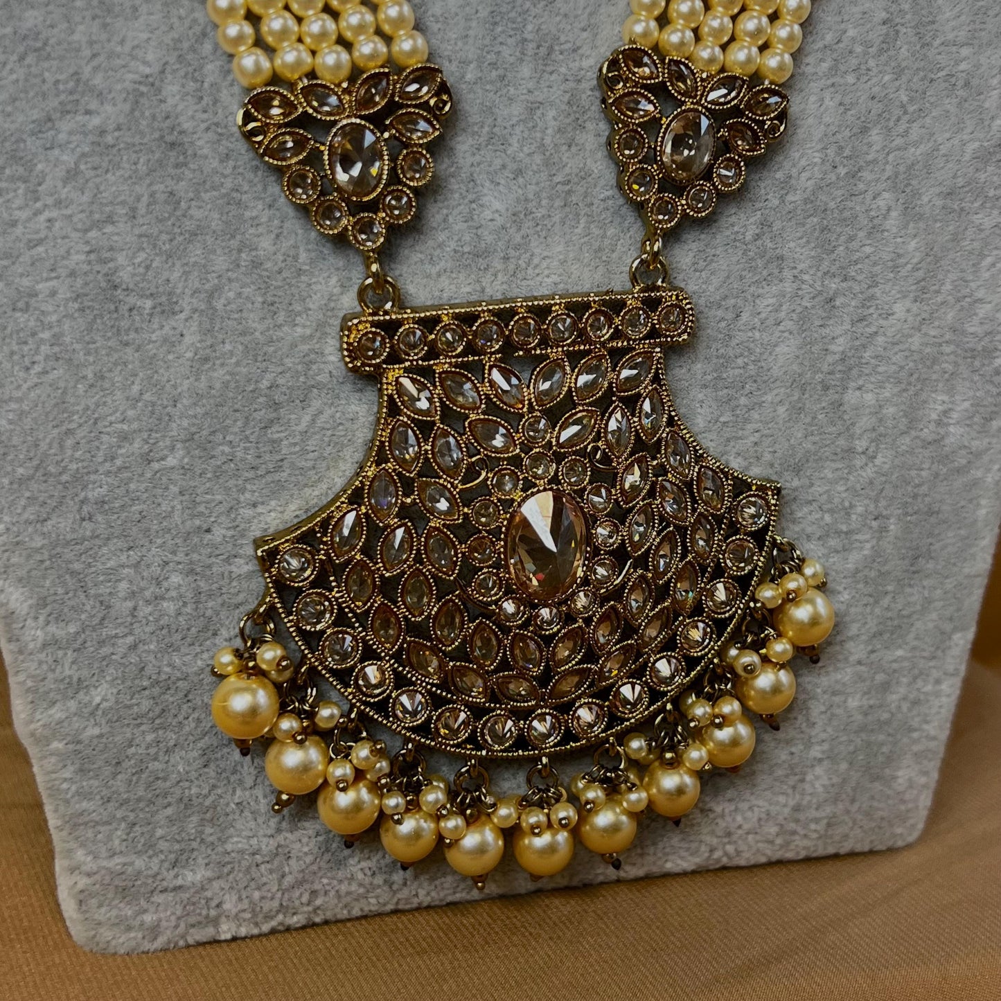 Champagne Long Mala/ Haar/ Long Necklace/ Unique Style/ Indian/ Pakistani/Fashion Jewellery/ Gift for Women