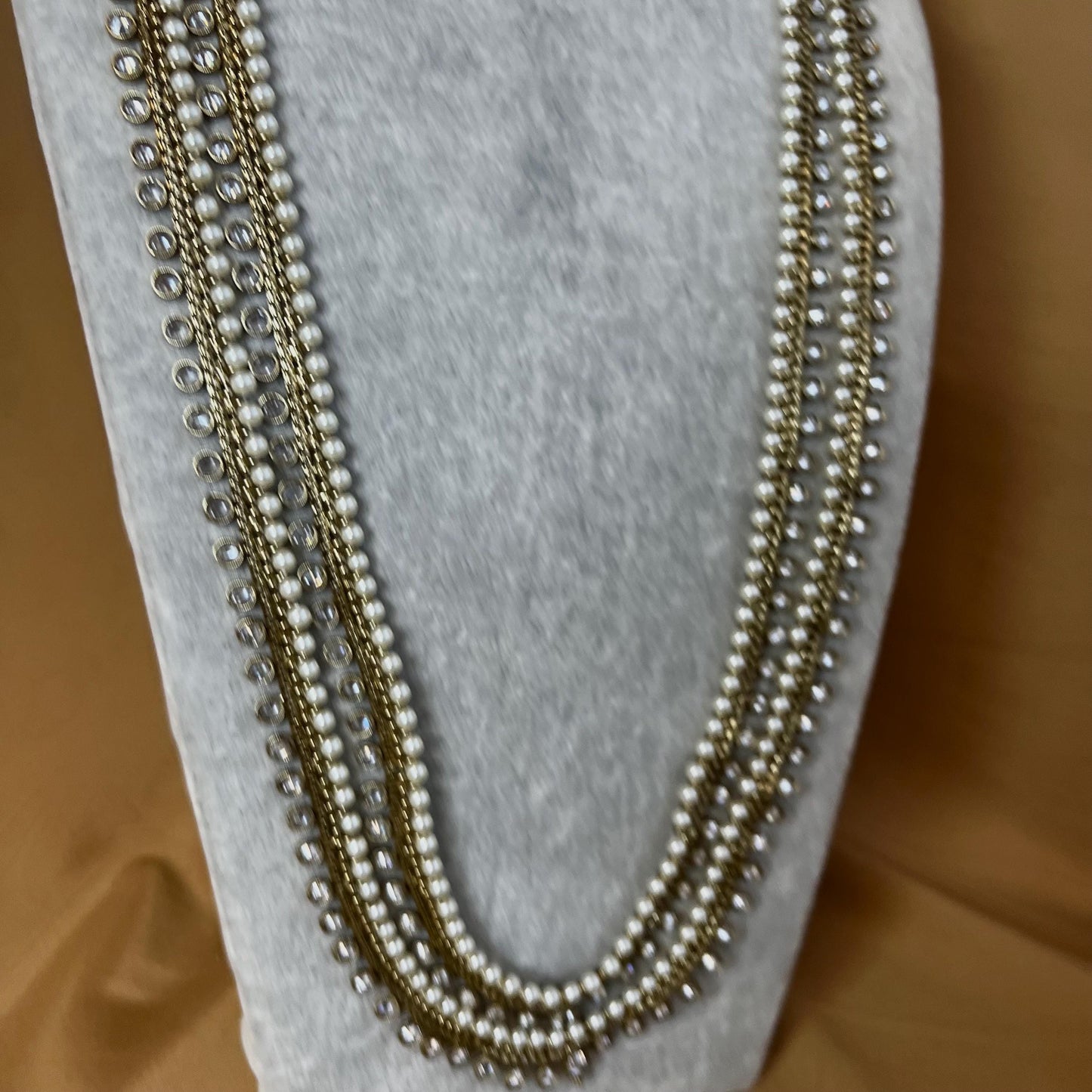 Clear & Pearl Antique Gold Indian Long Haar/ Long Mala/Clear Mala/Pakistani/ Indian Fashion Set