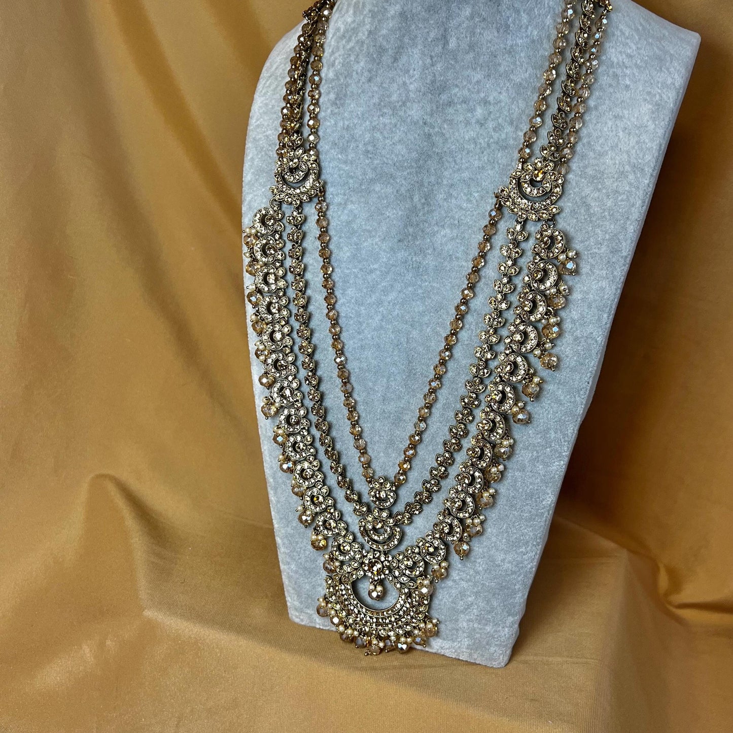 Champagne & Golden Mala/ Antique Gold Long Mala/Indian Golden Haar