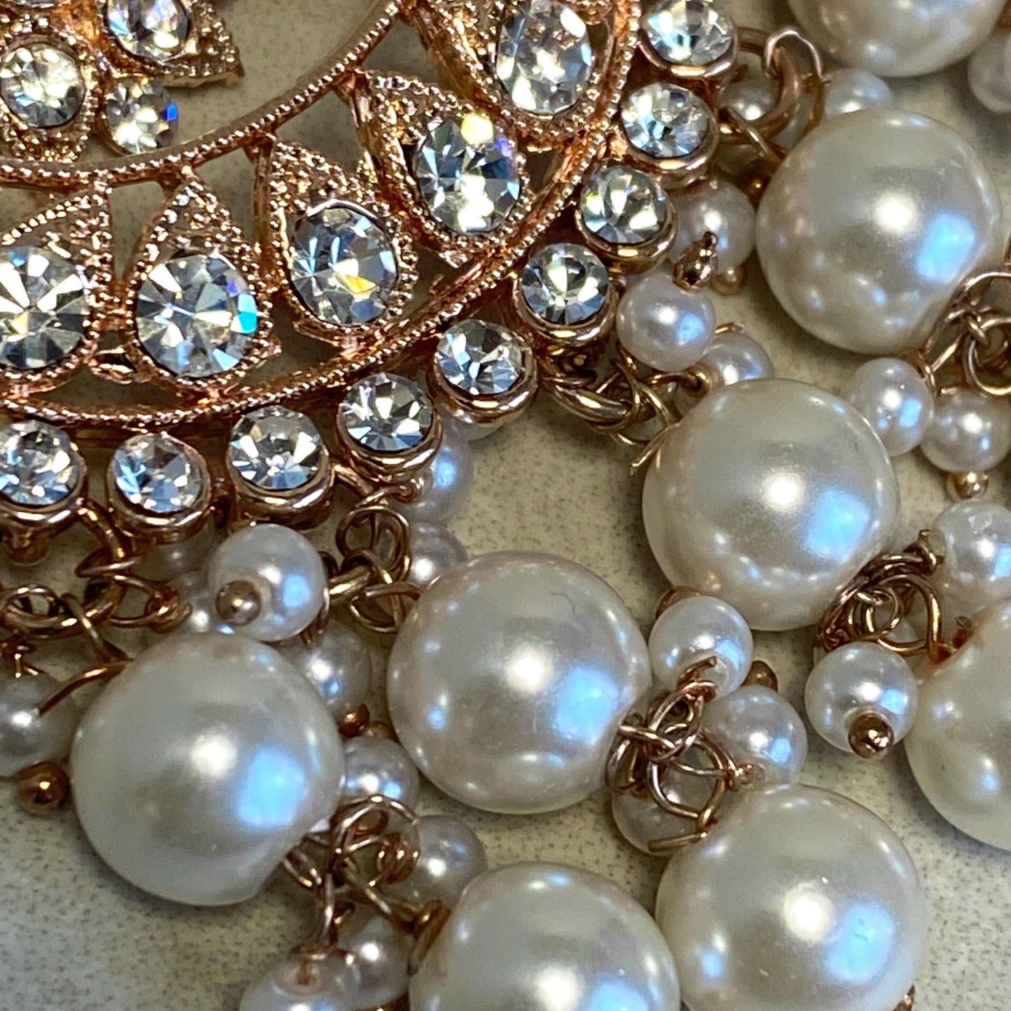 Rose Gold Pearl Rhinestone Maang Tikka Bindya Indian Pakistani Bollywood Headpiece Mendhi Jewels Gift Fashion