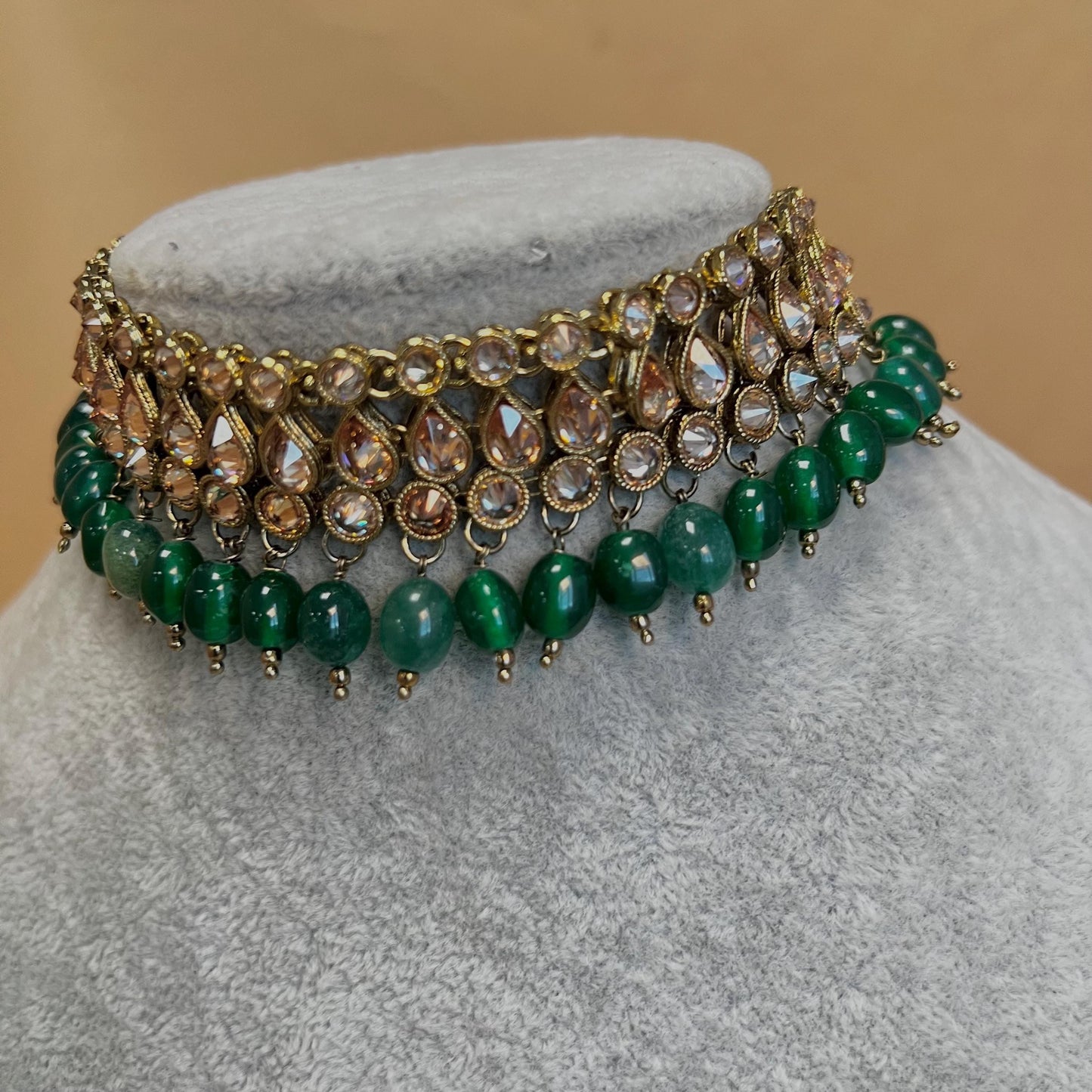 Green Choker Set Earring/ Tikka/ Tikli/ Indian/ Pakistani/Fashion Jewellery/ Gift for Women