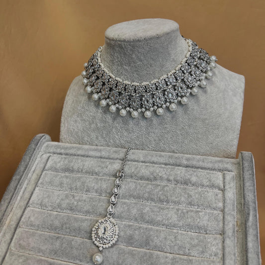 Silver Bridal Necklace/ Unique Style/ Indian/ Pakistani/Fashion Jewellery/ Gift for Women