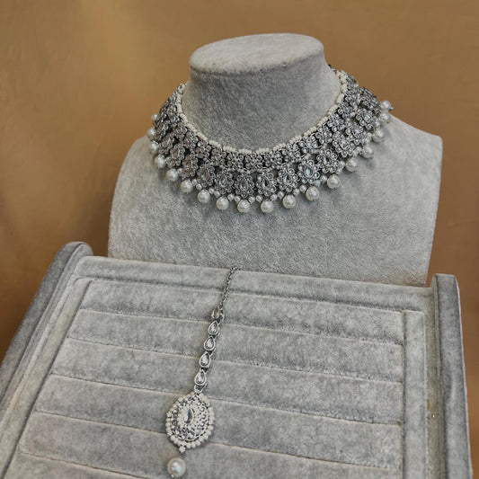 Silver Bridal Necklace/ Unique Style/ Indian/ Pakistani/Fashion Jewellery/ Gift for Women