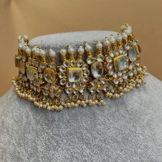 Faux Kundan Choker - Pearl/ Unique Style/ Indian/ Pakistani/Fashion Jewellery/ Gift for Women