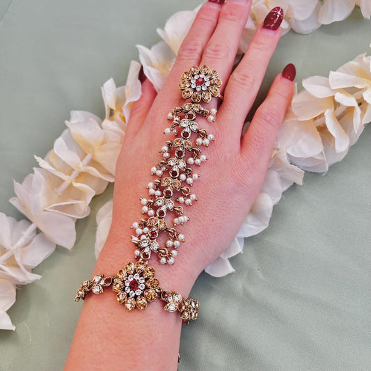 Maroon & Clear Hand Harness/Maroon Hathpool/ Fashion Jewellery/ Gift for Women/Indian/Pakistani style /Haathphool/Hand Accessory
