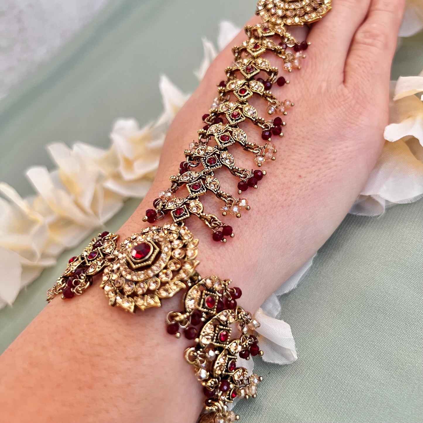 Dark Maroon Hand Harness/ Fashion Jewellery/ Gift for Women/Indian/Pakistani style /Haathphool/Hand Accessory