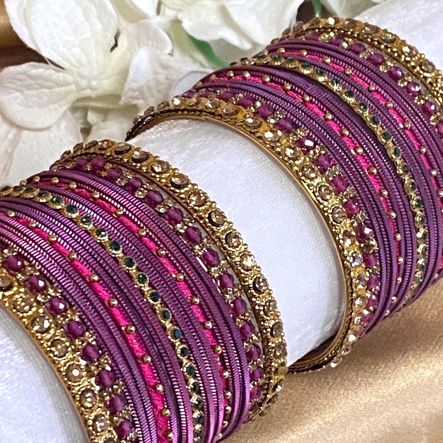 Purple Small Bangle Set for Both Arms traditional Bollywood Indian Pakistani Churi set Jewelley Fashion Bracelet wedding jewellery sale 2.6